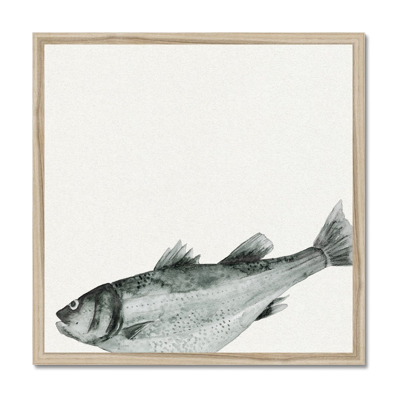 Ink Wash Fish Art Print | Square Format - Framed