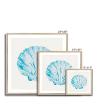 Aqua Watercolour Scallop Shell Painting | Shell Print Wall Art - Framed Art Print