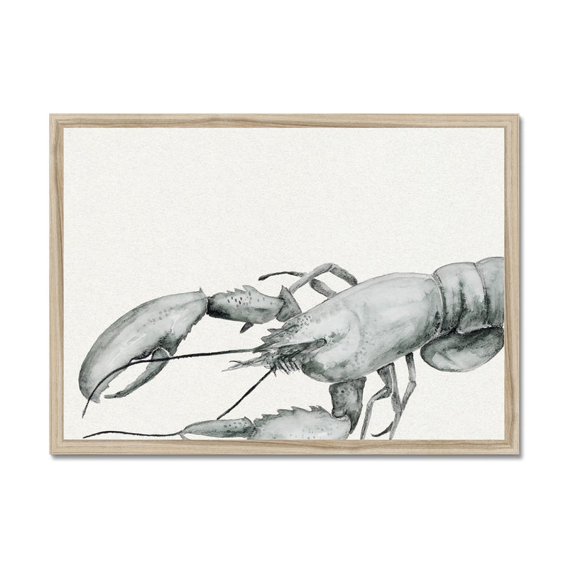 Ink Wash Lobster Art Print | Landscape Format - Framed