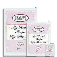 My Heart Sleeps (Pink)  Quote on  Vintage Style Book Cover Print - Unframed