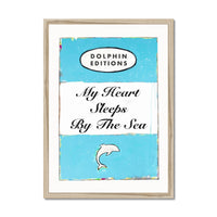 My Heart Sleeps Quote on  Vintage Style Book Cover Print - Framed