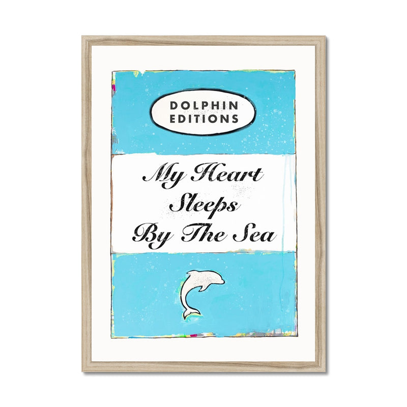 My Heart Sleeps Quote on  Vintage Style Book Cover Print - Framed