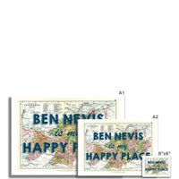 Ben Nevis Map Print - My Happy Place Navy Fine Art Print