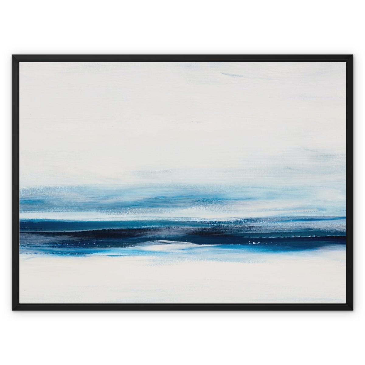 Marine Blue Coastal Painting | Abstract Beach Painting - Framed Canvas