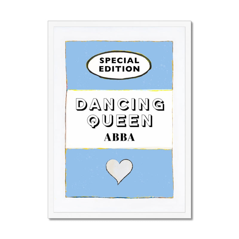 Dancing Queen Quote on  Vintage Style Book Cover Print in Blue  - Framed