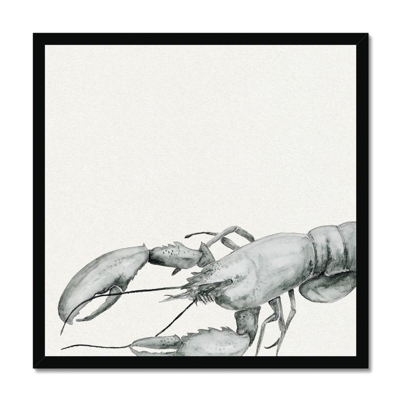 Ink Wash Lobster Art Print | Square Format - Framed