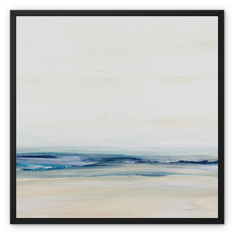 Coastal Study | Square Beach Painting | Abstract Beach Painting - Framed Canvas