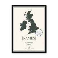 Personalised Map Art with Heart Location Pin | Custom art - Framed