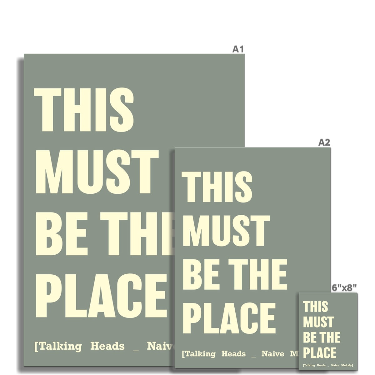 This Must Be The Place (Olive Green) Song Lyric Typography Art Print - Unframed Beach House Art - Vintage bird paintings