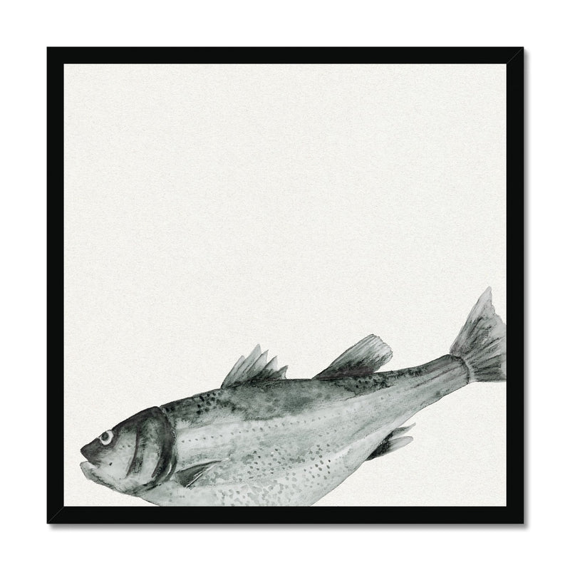 Ink Wash Fish Art Print | Square Format - Framed