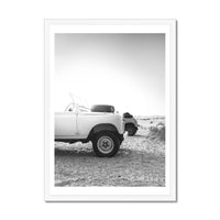 Land Rover Defender Beach at Dawn Photography Print - Framed