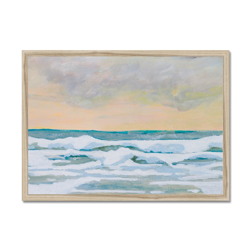 Dusk Sea Painting | Beach Painting - Framed Sunset Print