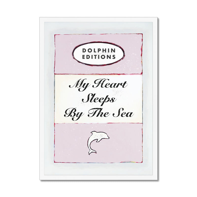 My Heart Sleeps (Pink)  Quote on  Vintage Style Book Cover Print  - Framed