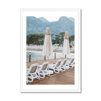 White Umbrellas Italian Coast Photo | Italian Photography Print - Framed Wall Art