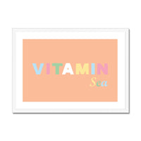 Vitamin Sea | Typography Art Print | Peach Fuzz Edition - Framed Beach House Art - Vintage bird paintings