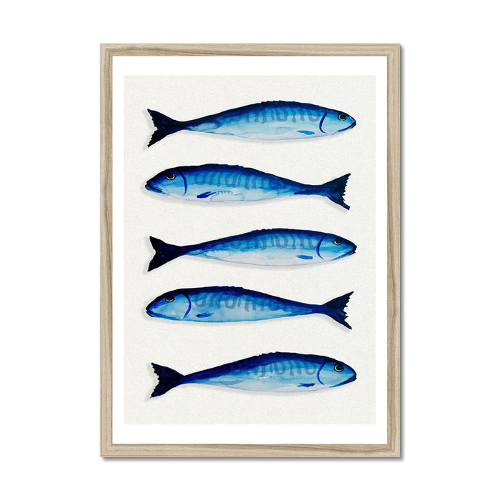 Mackerel Painting | Kitchen Fish Wall Art Print  - Framed