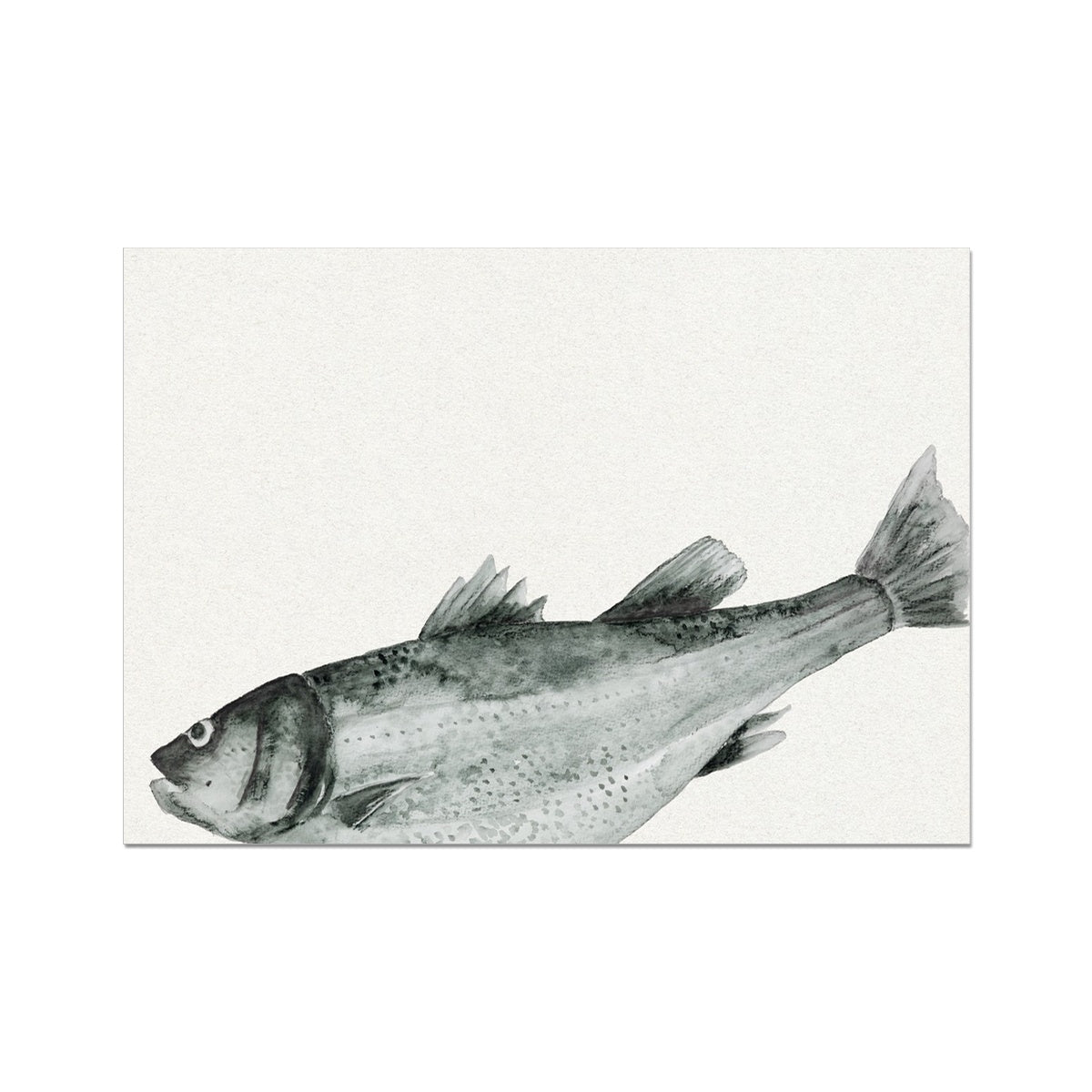 Ink Wash Fish Art Print | Landscape Format - Unframed