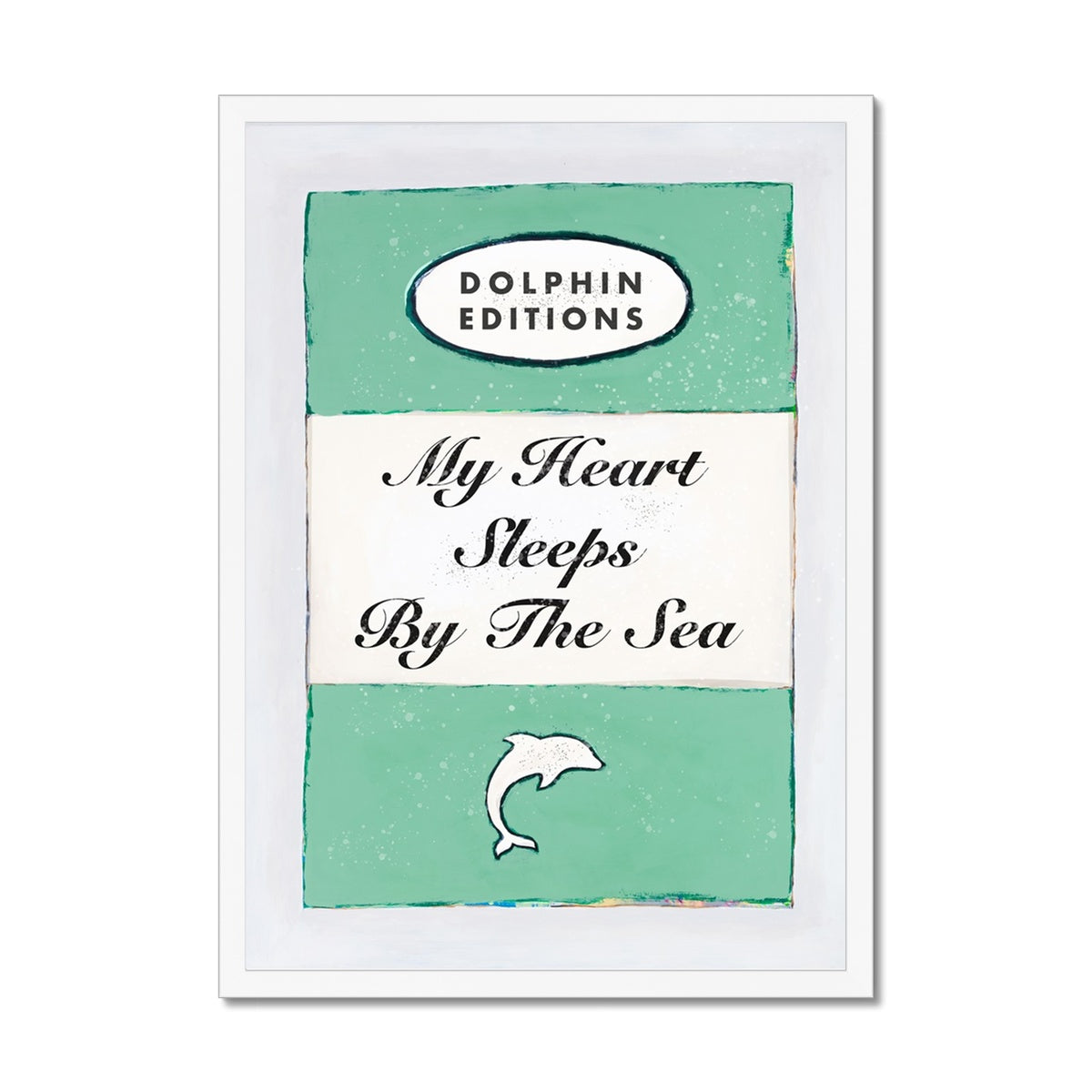 My Heart Sleeps (Jade) Quote on  Vintage Style Book Cover Print  - Framed