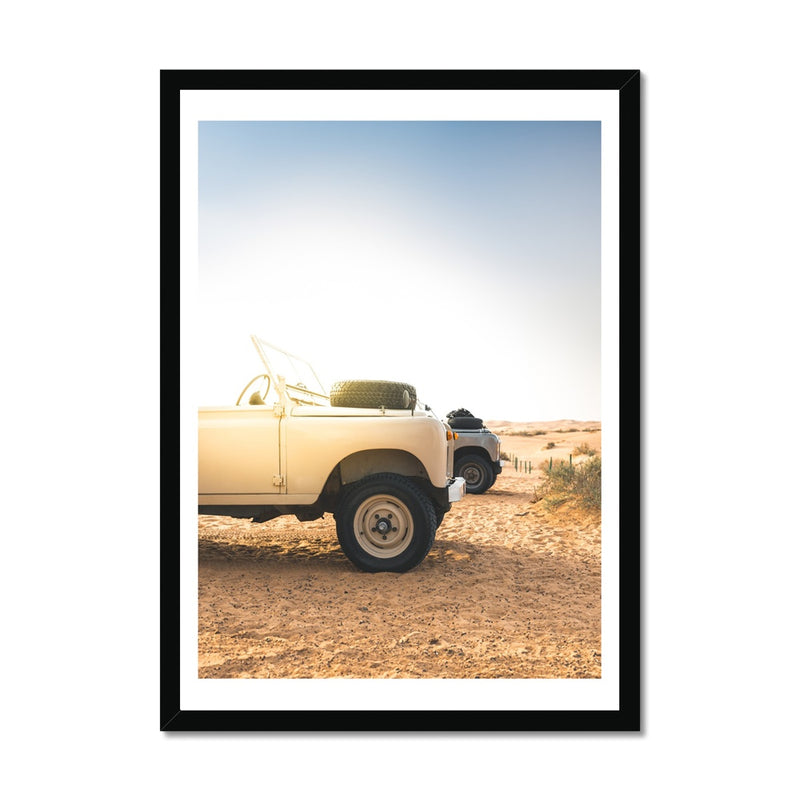 Land Rover Defender Beach at Dawn Photography Print | Colourful - Framed