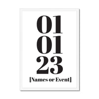 Personalised Date Art | Your Special Date Art Print | Black & White - Framed