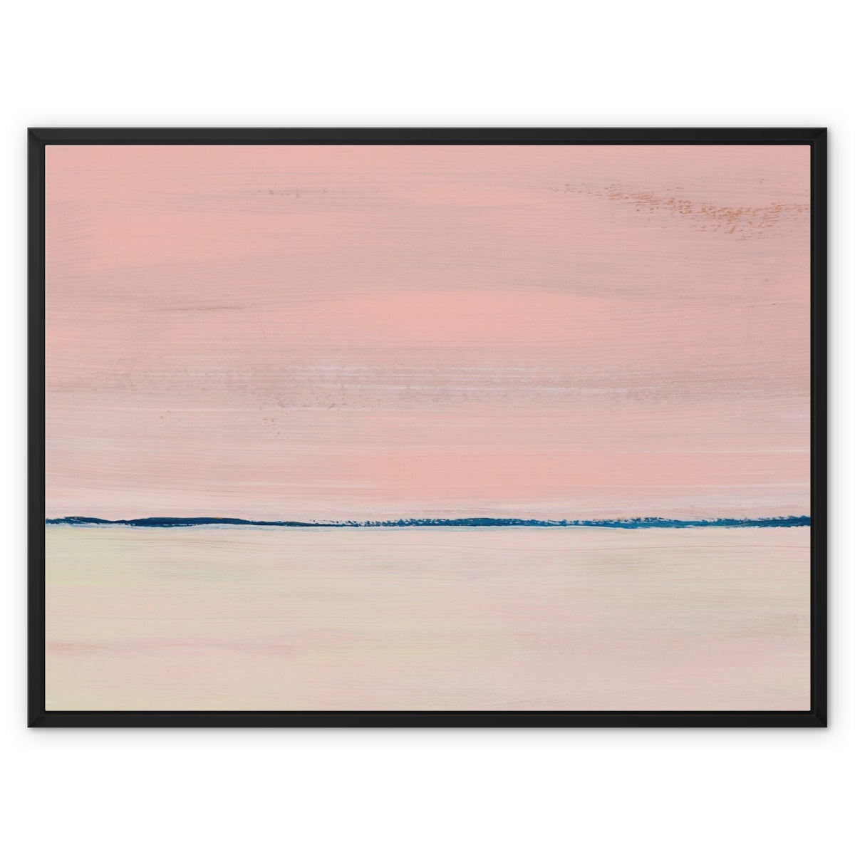 Rose-gold Coast Painting | Abstract Beach Painting - Framed Canvas