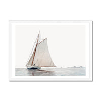 Sailing Yacht Painting | Vintage Watercolour Boat Painting Print - Framed Art Print