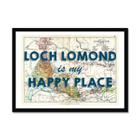 Loch Lomond  is my Happy Place Quote on Vintage Loch Lomond Map Print | Navy - Framed