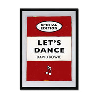 Let's Dance Quote on  Vintage Style Book Cover Print  in Red - Framed