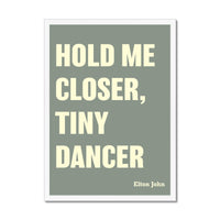 Tiny Dancer (Olive Green) Song Lyric Typography Art Print - Framed Beach House Art - Vintage bird paintings