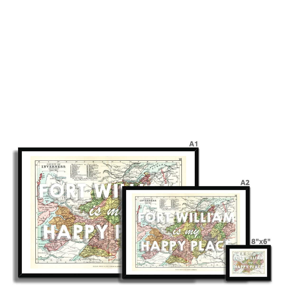 Fort William Map Print - My Happy Place White Framed Print