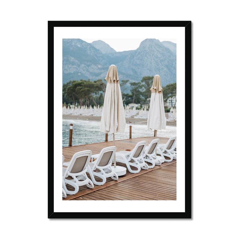 White Umbrellas Italian Coast Photo | Italian Photography Print - Framed Wall Art