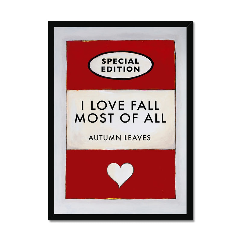 Autumn Leaves Quote on  Vintage Style Book Cover Print  - Framed