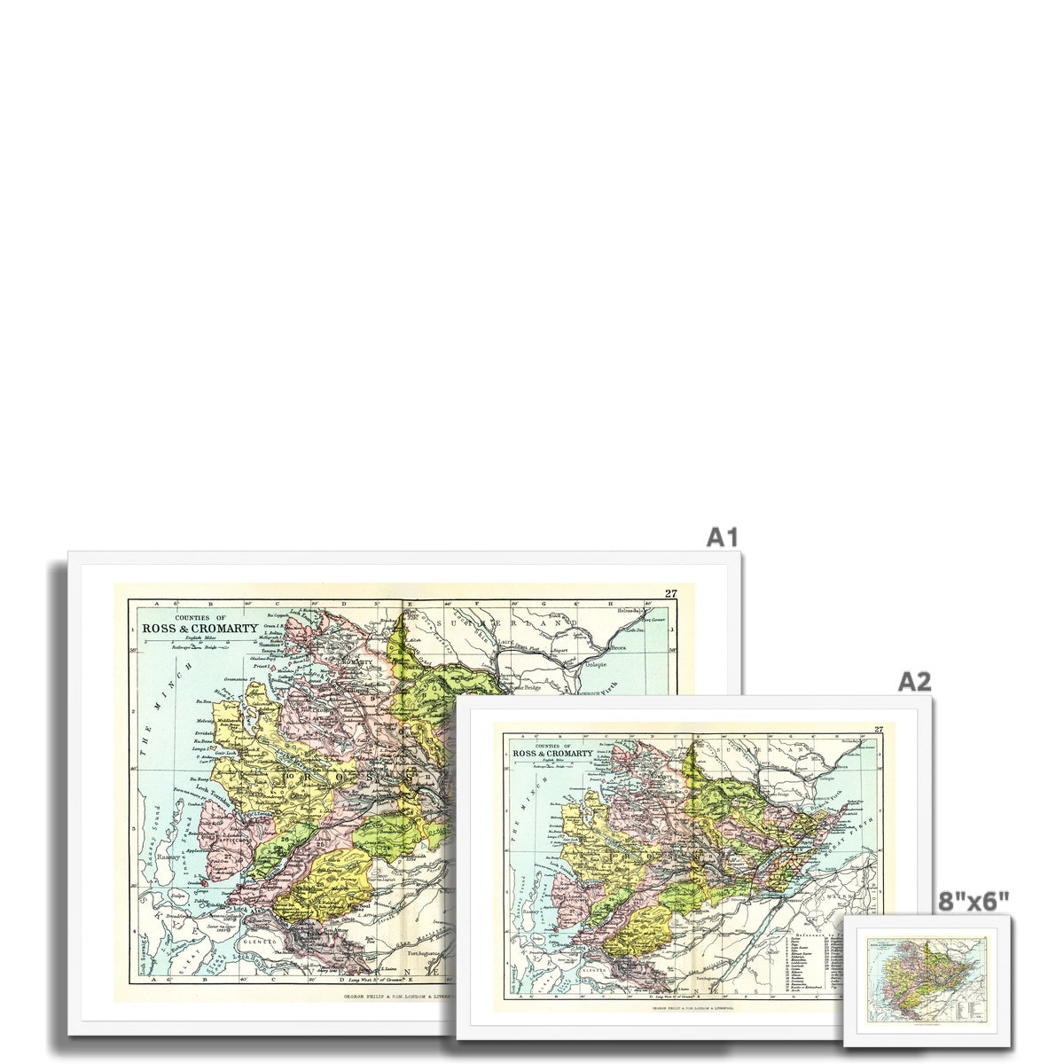 Ross and Cromarty Map Print | Vintage Map - Framed