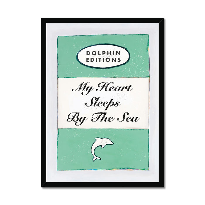 My Heart Sleeps (Jade) Quote on  Vintage Style Book Cover Print  - Framed