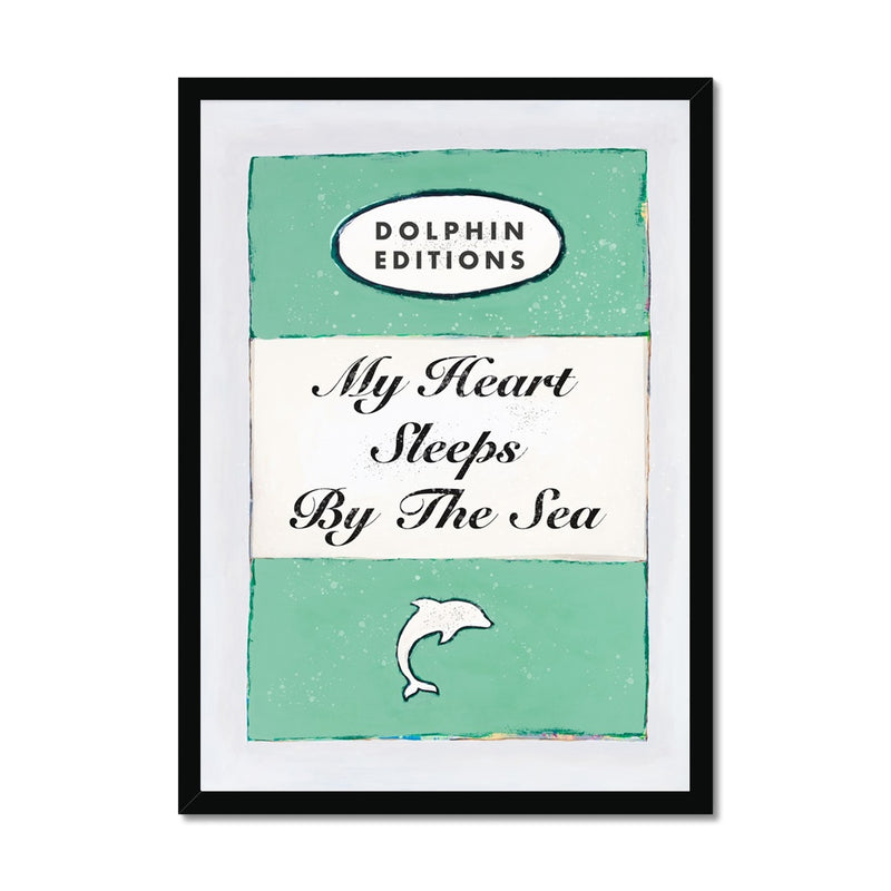 My Heart Sleeps (Jade) Quote on  Vintage Style Book Cover Print  - Framed