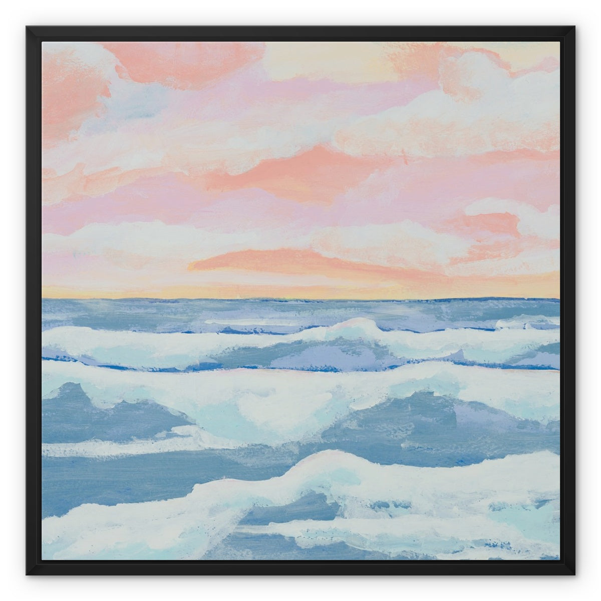 Sunrise Sea Painting | Seascape Painting - Framed Canvas