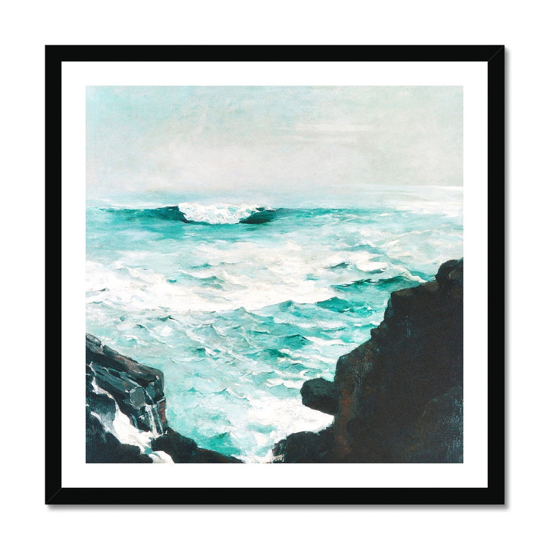 Sea View Painting | Vintage Watercolour Seascape Print - Framed Art Print