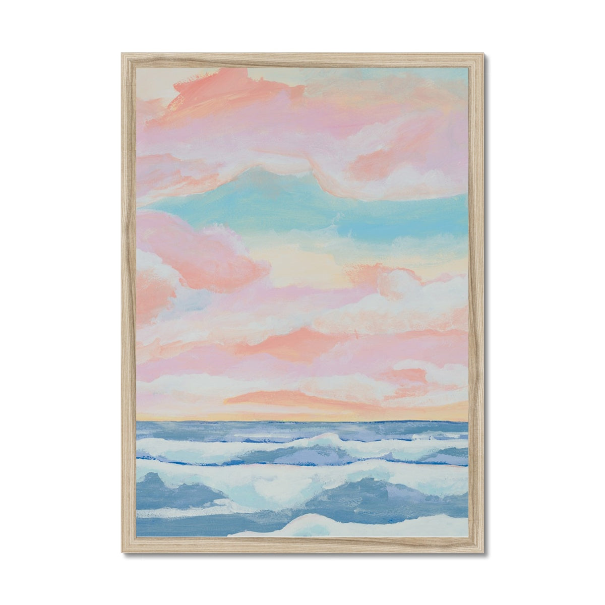 Dawn Seascape Painting | Blue Ocean Painting - Framed Wall Art