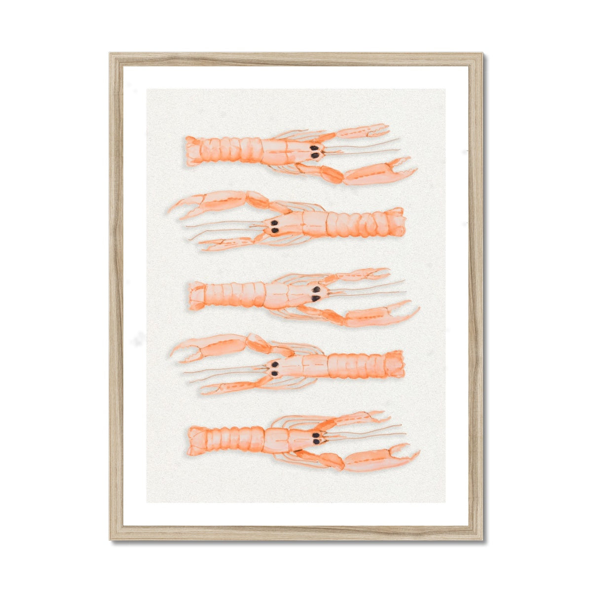 Langoustine Painting | Kitchen Wall Art Print - Framed