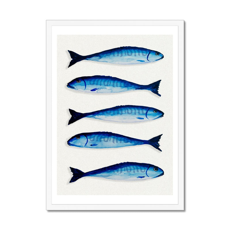 Mackerel Painting | Kitchen Fish Wall Art Print  - Framed