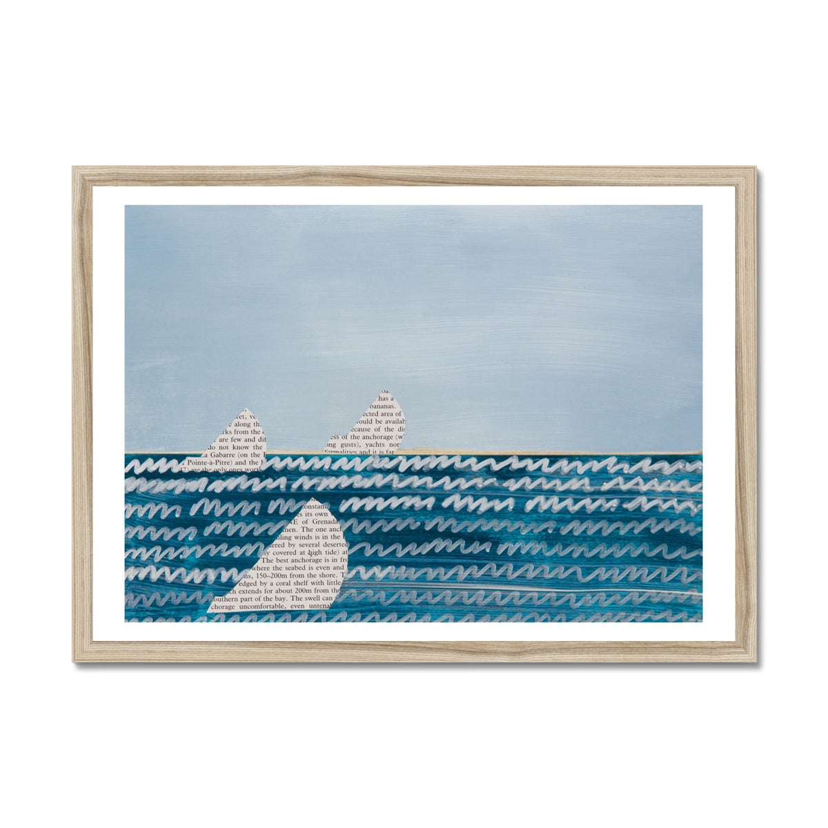 Paper Sailing Art Print No 2 | Mixed Media Seascape Painting - Framed Wall Art