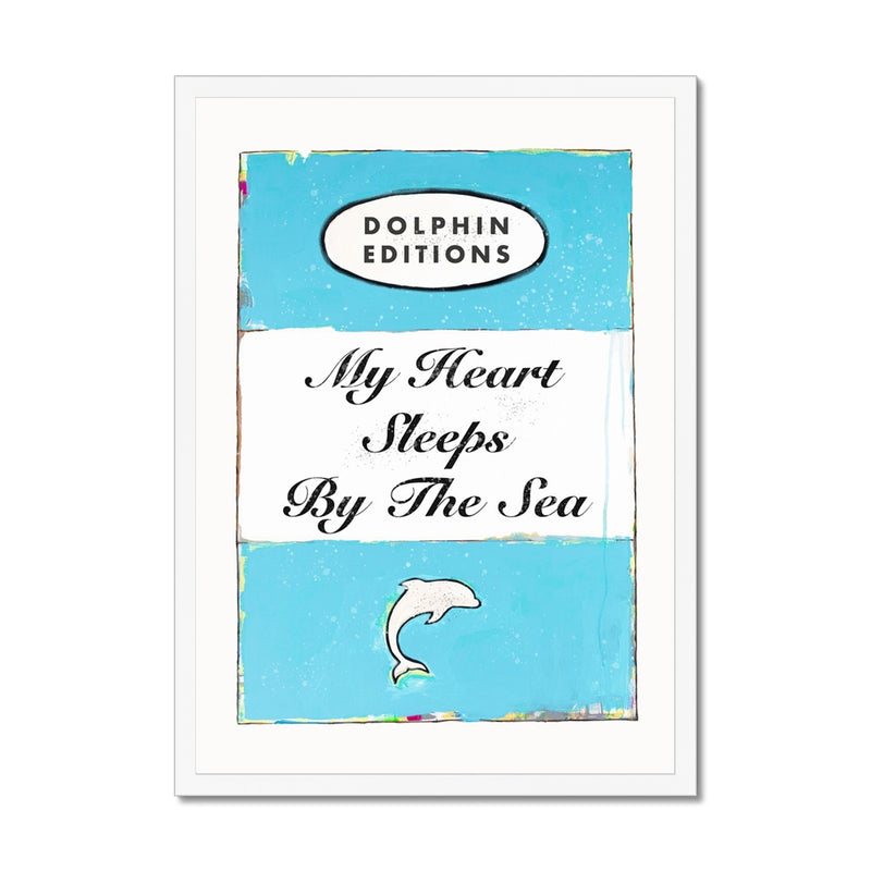 My Heart Sleeps Quote on  Vintage Style Book Cover Print - Framed