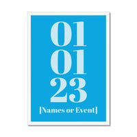 Personalised Date Art | Your Special  Date Print | Aqua - Framed