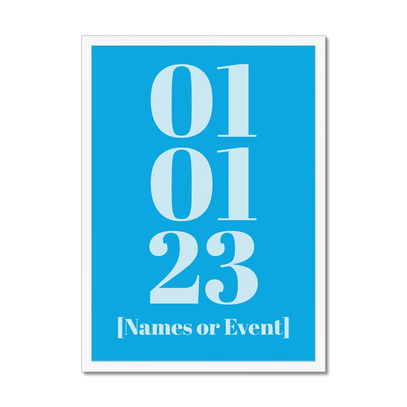 Personalised Date Art | Your Special  Date Print | Aqua - Framed