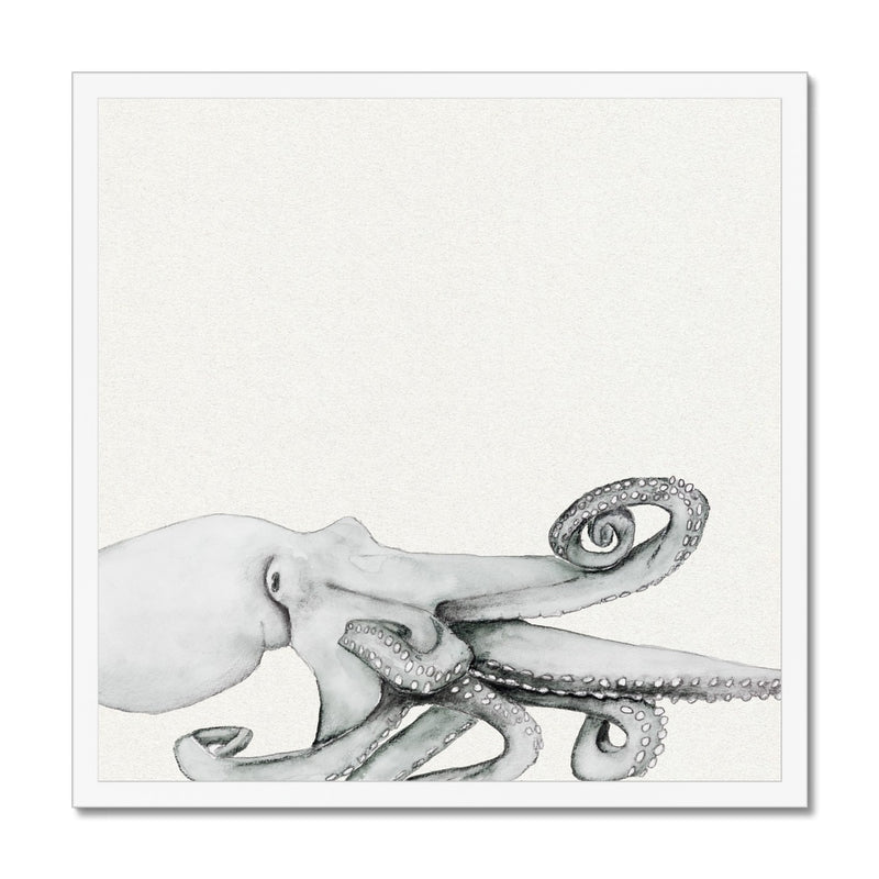 Ink Wash Octopus Art Print | Square Format - Framed