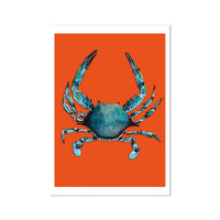 Crab Painting | Colourful Kitchen Wall Print | Crab Painting on Red Background - Unframed