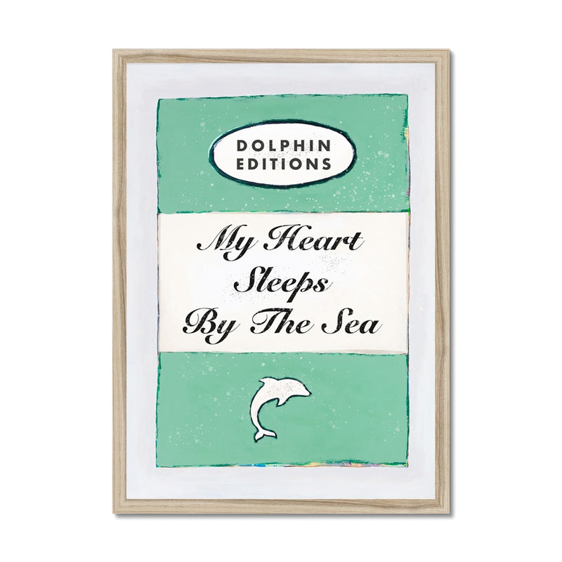 My Heart Sleeps (Jade) Quote on  Vintage Style Book Cover Print  - Framed