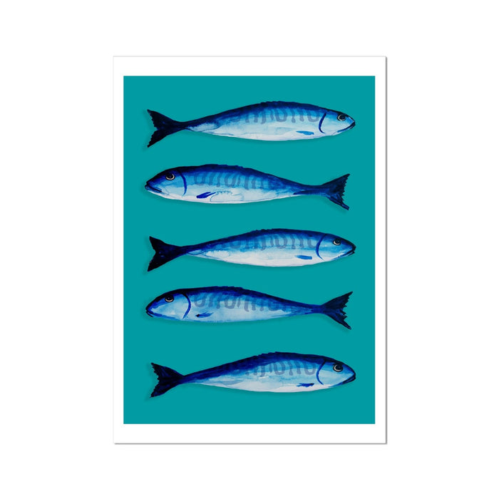 Mackerel Art Print | Kitchen Fish Wall Art | Teal Green - Unframed