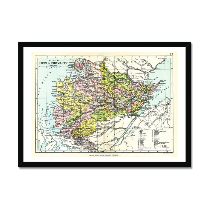 Ross and Cromarty Map Print | Vintage Map - Framed