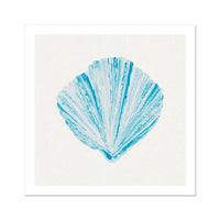 Aqua Watercolour Fan Shell Painting | Shell Print Wall Art - Unframed Wall Art